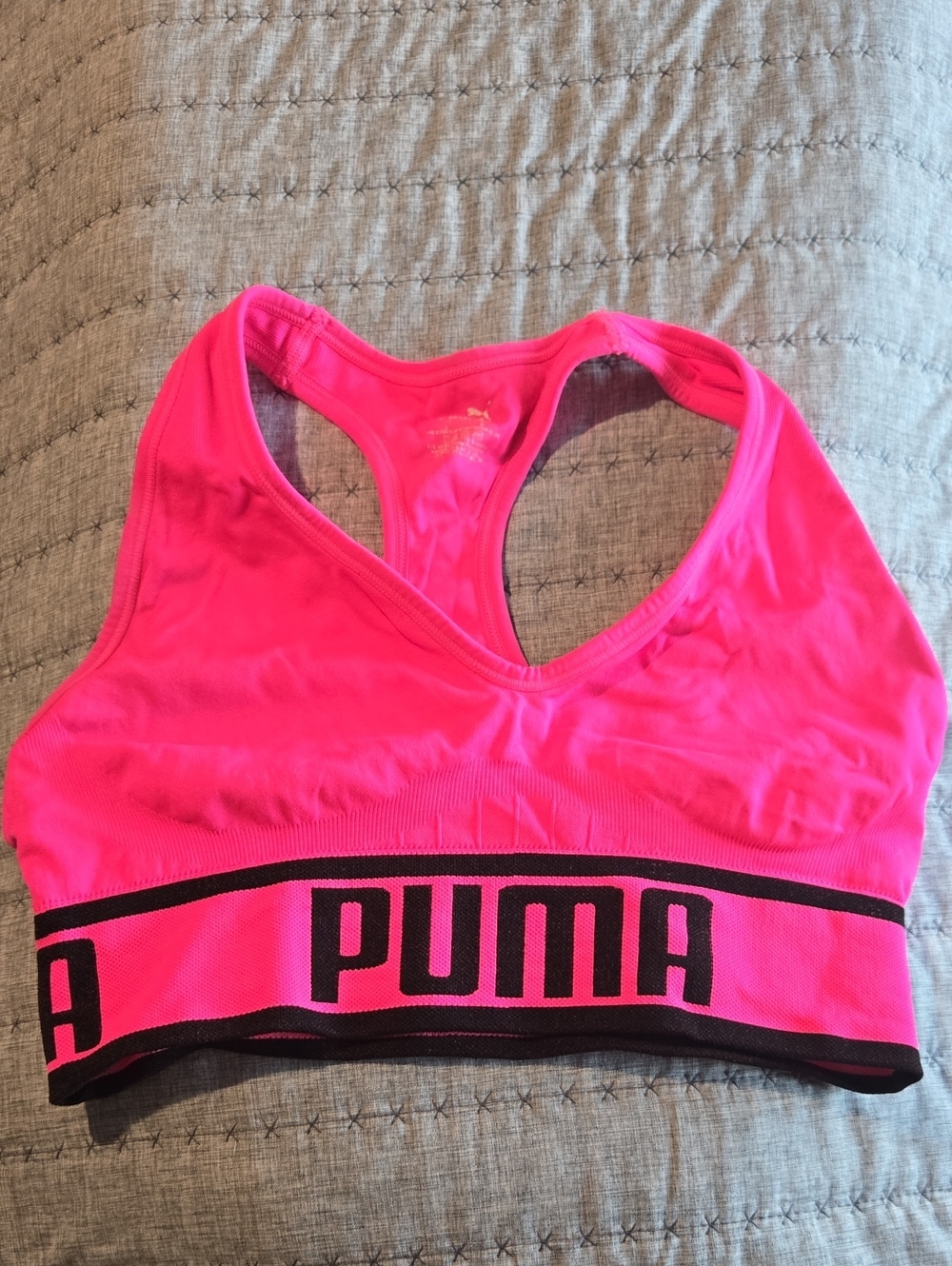 Puma Neon Pink Racerback Seamless Sports Bra